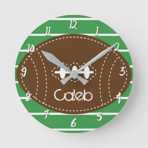 Horloge Ronde Garçon de football Chambre de nursery personnalisé