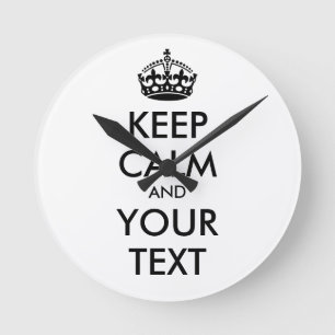 Horloge Ronde GARDEZ LE CALME et VOTRE TEXTE - noir