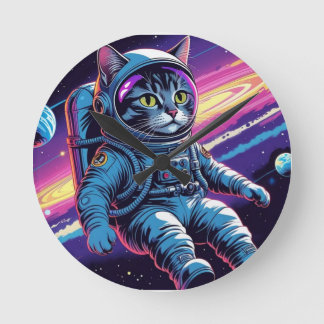 Horloge Ronde Gato Astronauta Divertida – Meowt of This World