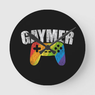 Horloge Ronde Gaymer Rainbow Drapeau Jeu Lesbienne Gay Bisexual