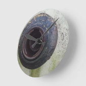 Horloge Ronde gaz vintage vert et blanc de camion (Angle)