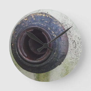 Horloge Ronde gaz vintage vert et blanc de camion