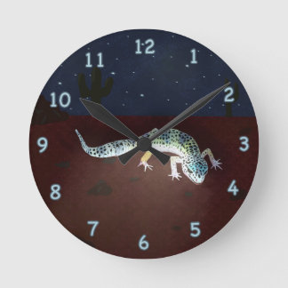 Horloge Ronde Gecko de couleur arc-en-ciel