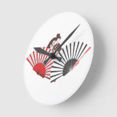 Horloge Ronde Geisha et les fans (Angle)