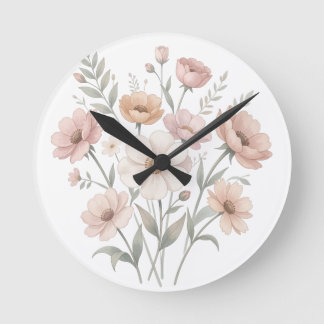 Horloge Ronde Gentle Anemone Bouquet Watercolor Softness