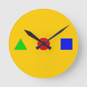 Horloge Ronde géométrique - triangle, cercle et carré