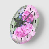 Horloge Ronde Geraniums et Periwinkle (Angle)