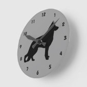 Horloge Ronde German Shepherd Dog Silhouette GSD Black and Grey (Angle)