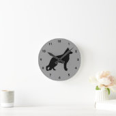 Horloge Ronde German Shepherd Dog Silhouette GSD Black and Grey (Maison)