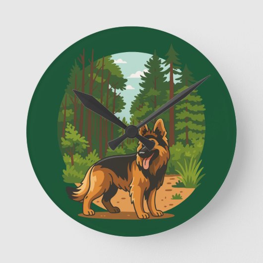 Horloge Ronde German Shepherd Forest Adventure Dog (Recto)