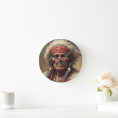 Horloge Ronde Geronimo Portrait du chef guerrier indien (Maison)