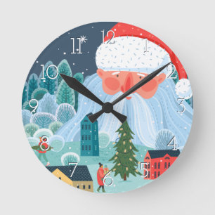 Horloge Ronde Giant Père Noël supervise la ville