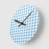 Horloge Ronde Gingham Bleu Bébé (Angle)