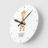Horloge Ronde Girafe monogramme. Moderne mignon  (Angle)