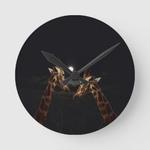 Horloge Ronde Giraffe Love In the Moonlight