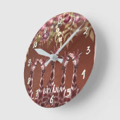 Horloge Ronde Giraffes Giraffe Floral Rustic Brown Personalized (Angle)