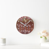 Horloge Ronde Giraffes Giraffe Floral Rustic Brown Personalized (Maison)