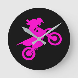 Horloge Ronde Girl Dirt Bike
