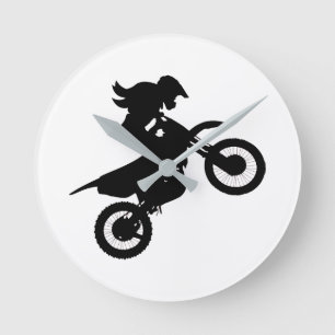 Horloge Ronde Girl Dirt Bike