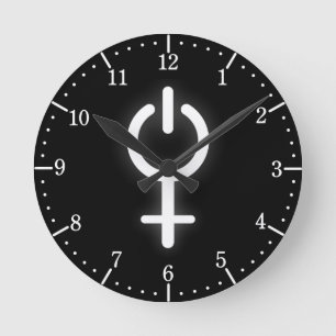 Horloge Ronde Girl Power Electronic Symbole pour Gamer Female Si