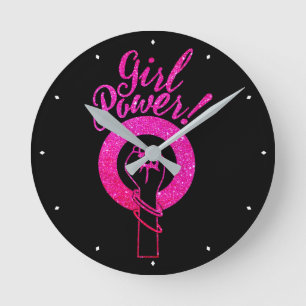Horloge Ronde Girl Power Round Clock