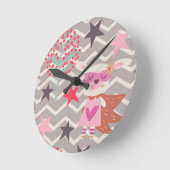 Horloge Ronde Girl Superhero Bunny (Angle)