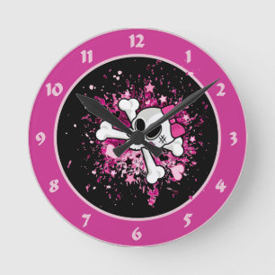Horloge Ronde Girlie Skull