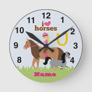 Horloge Ronde Girls Love Horses