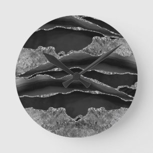 HORLOGE RONDE GLAM DE PARTIES SCINTILLANT EN ARGENT EN MARBRE NO