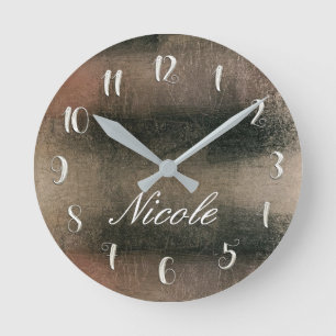 Horloge Ronde Glam doré rose Abstrait Moderne Fille branchée