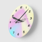 Horloge Ronde Glam Iridescente Étincelle Holographique (Angle)