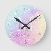 Horloge Ronde Glam Iridescente Parties scintillant colorée perso (Recto)