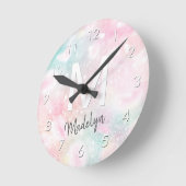 Horloge Ronde Glam Parties scintillant rose Pastel Motif fille (Angle)