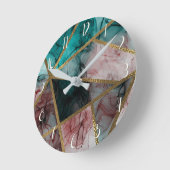 Horloge Ronde Glam Rust Blush Turquoise & Gold Chic Moderne Glam (Angle)