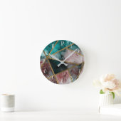 Horloge Ronde Glam Rust Blush Turquoise & Gold Chic Moderne Glam (Maison)