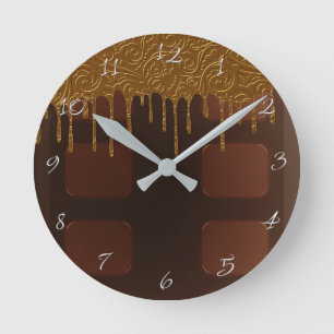 Horloge Ronde Glamour barre de chocolat drip enveloppée d'or