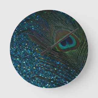 Horloge Ronde Glitter Aqua Peacock