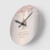 Horloge Ronde Glitter Whisk Rose Gold Glitter Drips Bakery    (Angle)