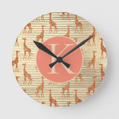 Horloge Ronde Glitterie Giraffe sur Monogramme d'huile d'or (Recto)