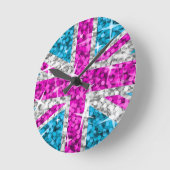 Horloge Ronde Glitz pink UK clock round (Angle)