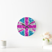Horloge Ronde Glitz pink UK clock round (Maison)