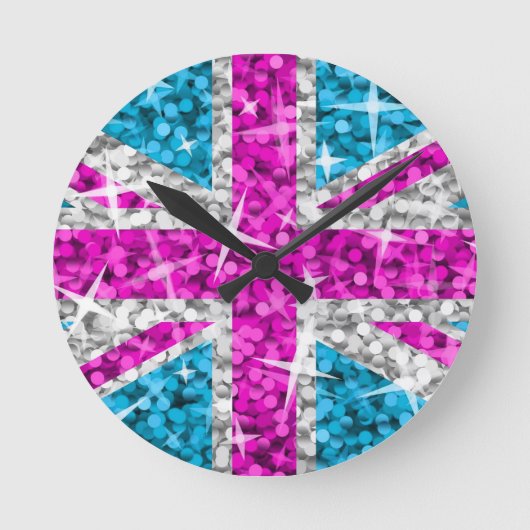 Horloge Ronde Glitz pink UK clock round (Recto)