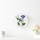 Horloge Ronde Glories du matin bleu brodé (Maison)