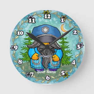 Horloge Ronde Gnome de police 