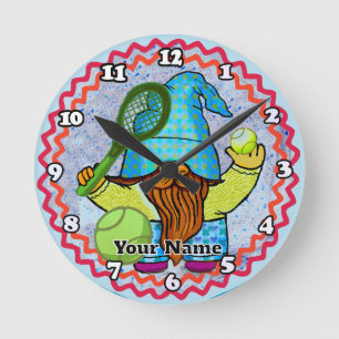 Horloge Ronde gnome de tennis