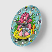 Horloge Ronde Gnome pompier  (Angle)