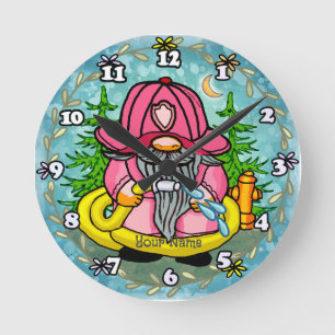 Horloge Ronde Gnome pompier 