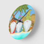 Horloge Ronde gnomes de plage (Angle)