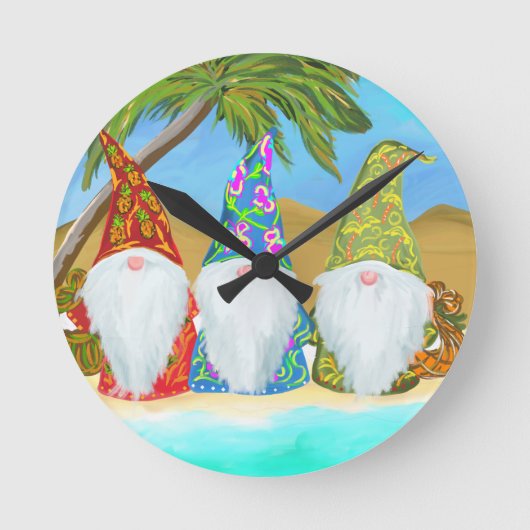 Horloge Ronde gnomes de plage (Recto)