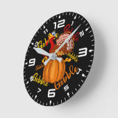 Horloge Ronde Gobble Gobble Gobble Citrouille (Angle)